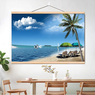 马尔代夫客厅装饰画现代简约玄关入户挂画大海沙滩沙发背景墙壁画