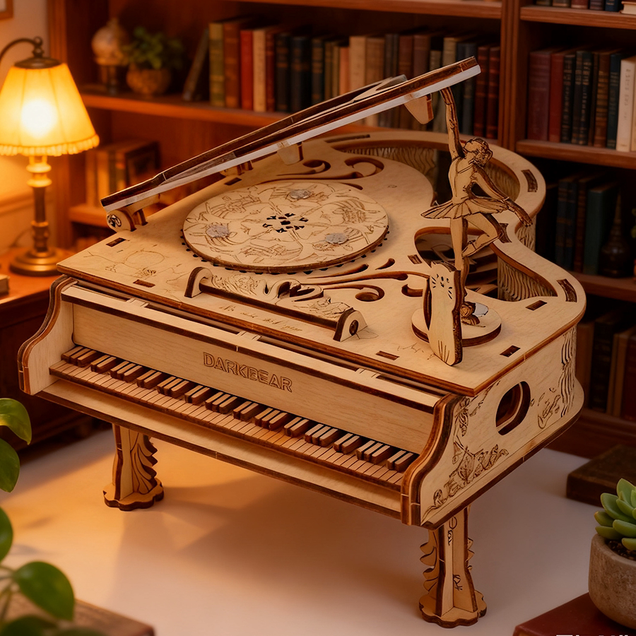 律动钢琴八音盒木质拼装模型3d立体拼图手工diy益智玩具生日礼物