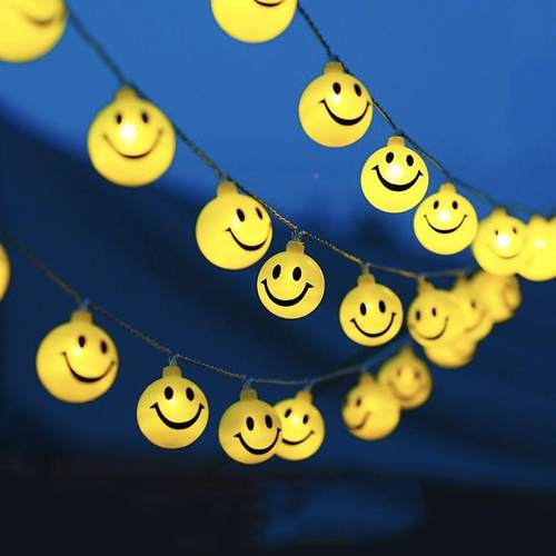 in网s表情满天星彩灯天露营红幕氛间围灯云朵笑脸儿童BEX房装饰灯