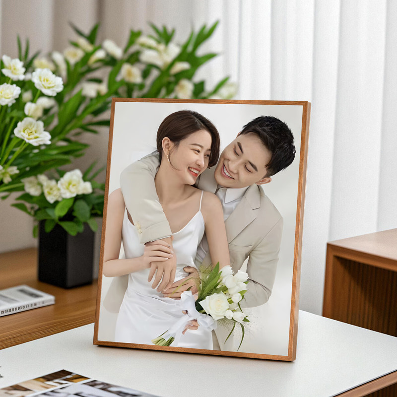 定制婚纱照相框摆台洗相片做成桌摆高级感结婚照全家福照片冲印