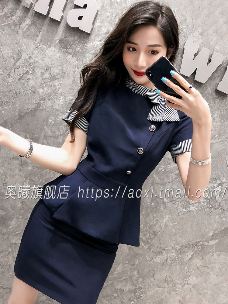 工作服女通勤套装高端职业套裙气质干练前台美容院2022年夏季新款