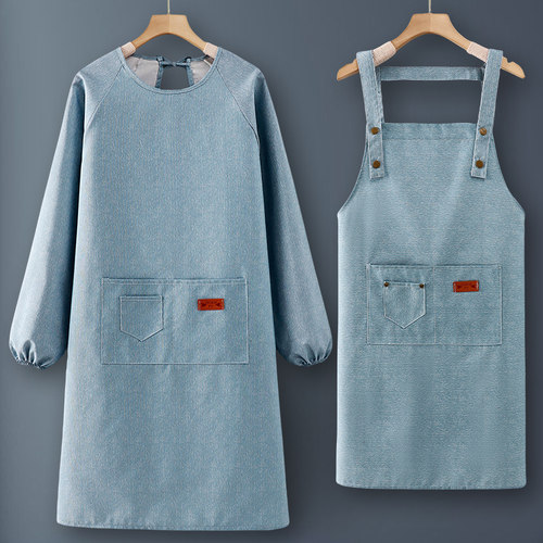 纯棉围裙厨房家用2025新款餐饮定制logo印字简约罩衣时尚女工作服