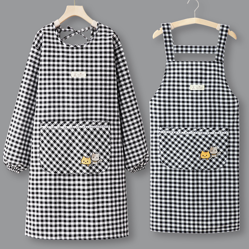 纯棉长袖防水围裙冬季新款罩衣