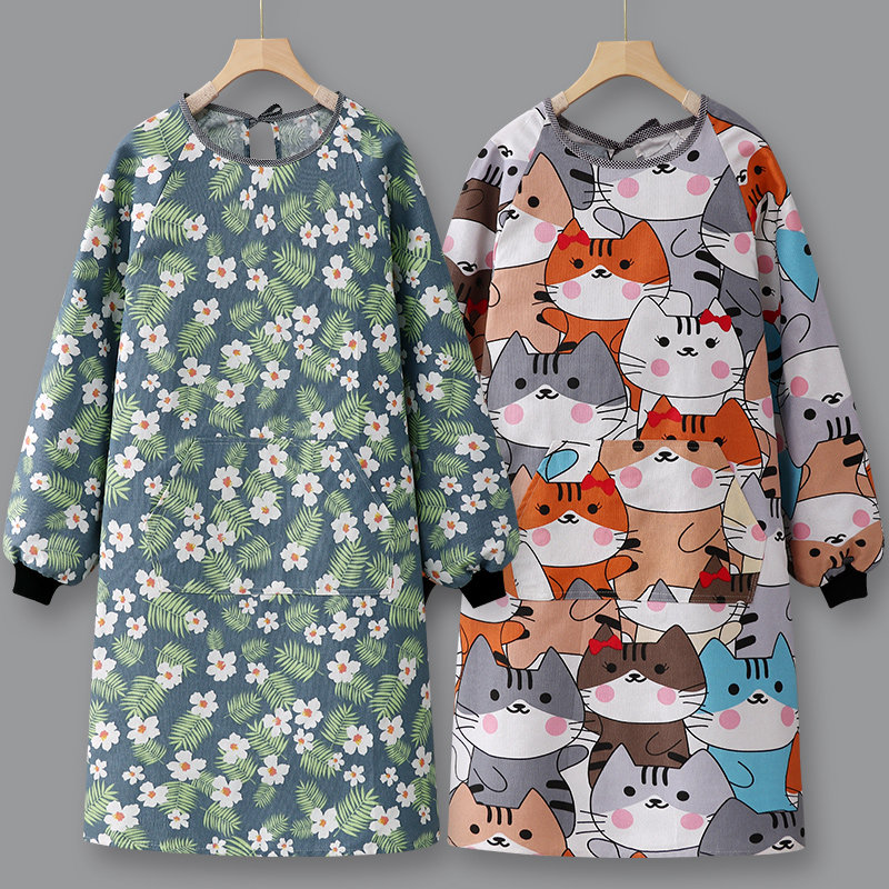 韩版长袖纯棉围裙女家用厨房做饭2025新款网红罩衣餐饮工作服大人,家庭/个人清洁工具,围裙,淘宝优惠券,粉丝福利购,淘宝优惠卷