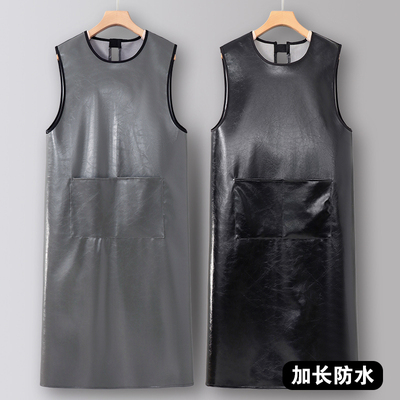 女软PU坎肩围裙厨房家用大码加肥加大定制水产专用加长防水工作服