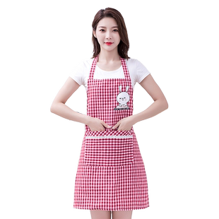 透气纯棉围裙厨房家用2025新款质量好的夏季薄款韩式餐饮专用可爱
