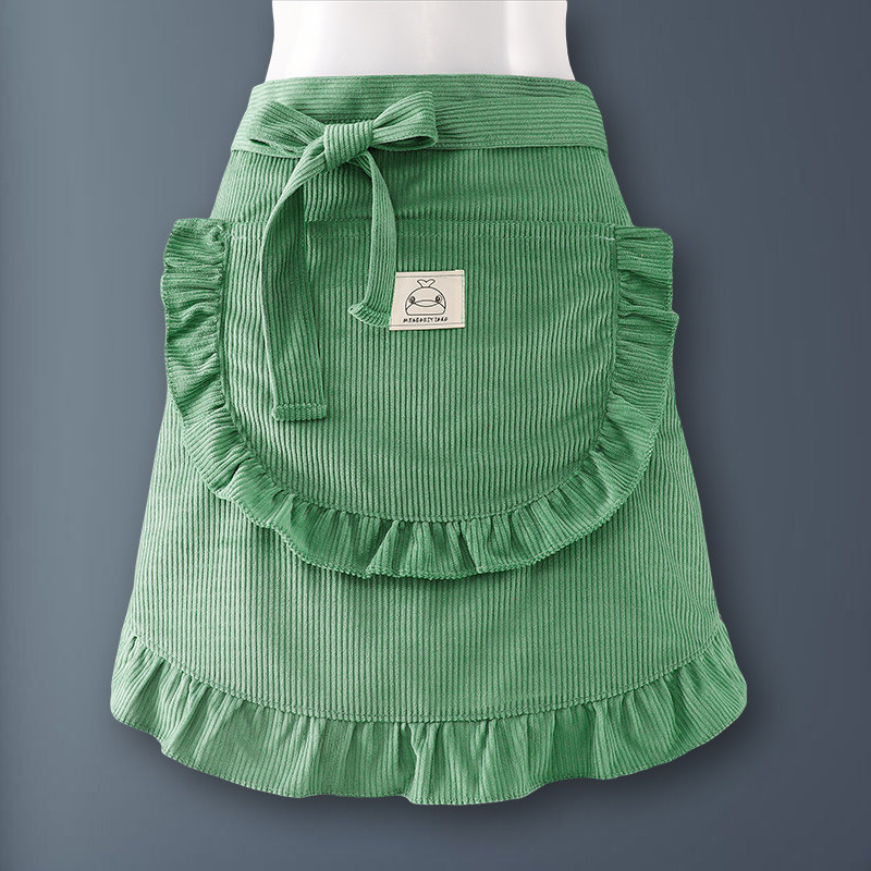 秋冬做饭灯芯绒半身围裙厨房家用2026新款工作服上班专用男女烘焙