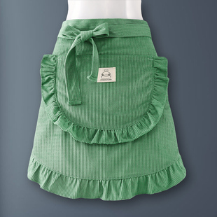 秋冬做饭灯芯绒半身围裙厨房家用2026新款工作服上班专用男女烘焙