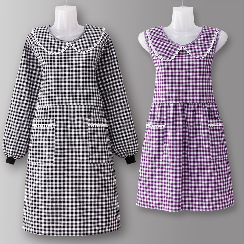 长袖纯棉罩衣工作服女围裙