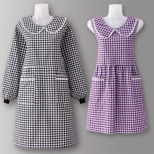 长袖纯棉罩衣工作服女围裙