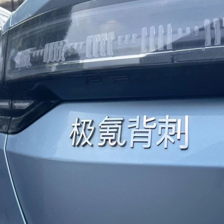 适用极氪人憎统一收复台湾解放不锈钢个性车贴汽车后字标车标尾贴