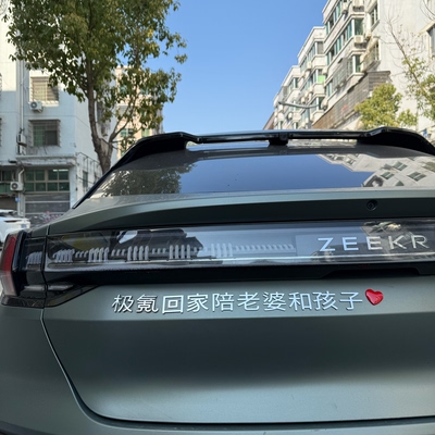 适用7X极氪回家陪老婆和孩子暴富上班创意文字车标装饰搞笑车尾贴