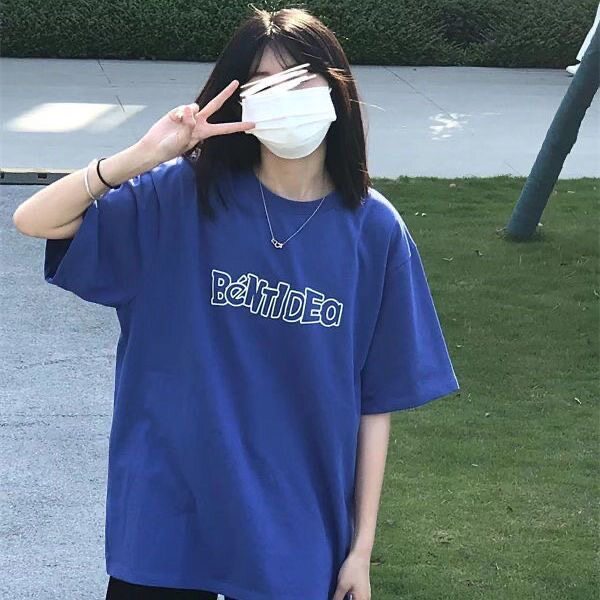 2026夏季克莱因蓝女学生宽松休闲短袖套装T恤上衣女韩版新款百搭