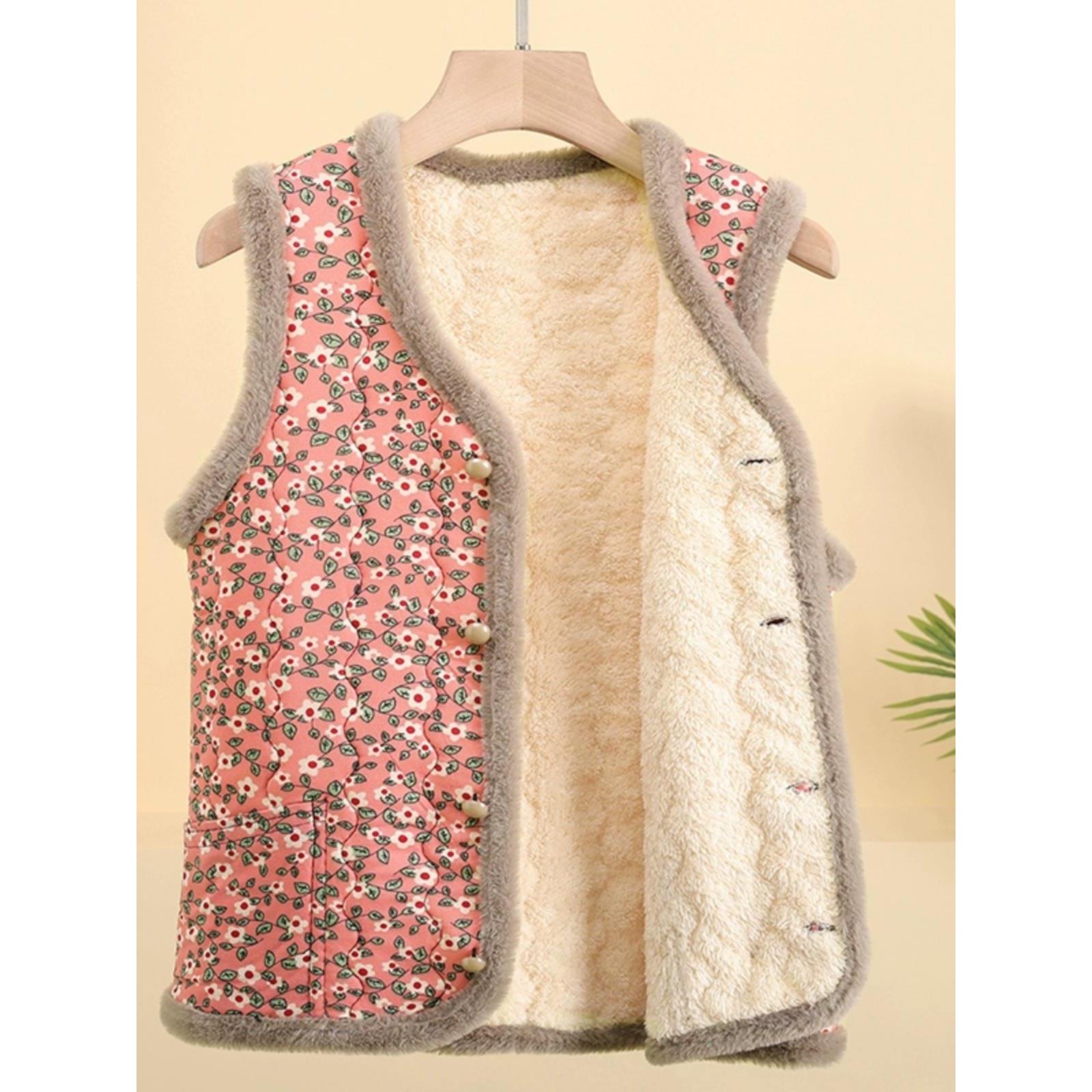 妈妈装加绒加厚马夹棉衣外套秋冬新款中老年女装内搭奶奶贴身背心