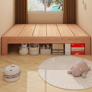 全实木无床头排骨床架子榻榻米1.2/35/8米定制床任意尺寸家用卧室