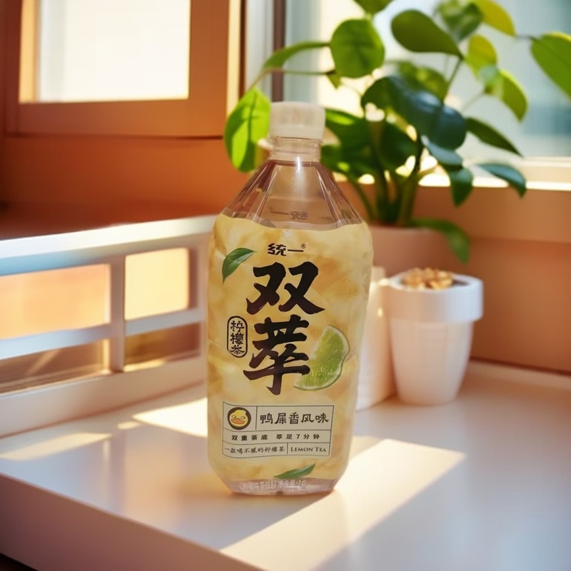 统一双萃柠檬茶1升*2瓶装整箱鸭屎香风味低脂0脂饮料饮品包邮