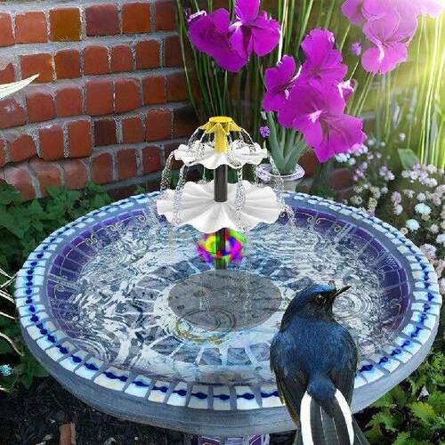 3-Tier LED Decorative Fountain with Solar Panel Water