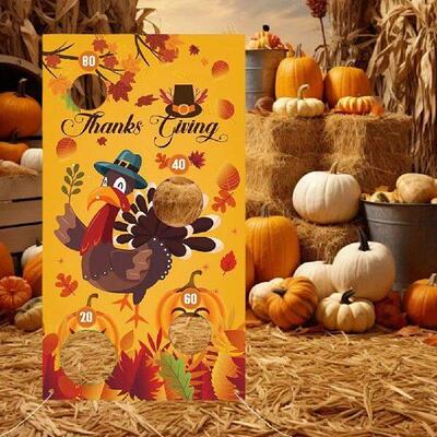 Thanksgiving Bean Bag Toss Game Toss Game Banner 29x54 Inch