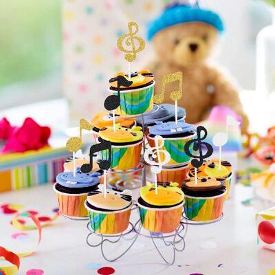 18pcs Music Notes Cake Topper Cupcake Toppers Birthday