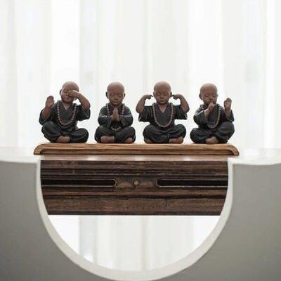 Fine Ceramics Tea Pet Ornament Four Monks Tea Set