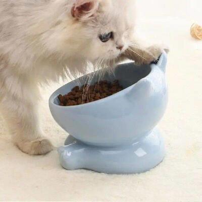 Cat Ceramic Bowl Neck Protection Elevated Pet Food Water