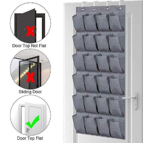 24 Pockets Over The Door Hanging Shelf Rack with 4 Hooks