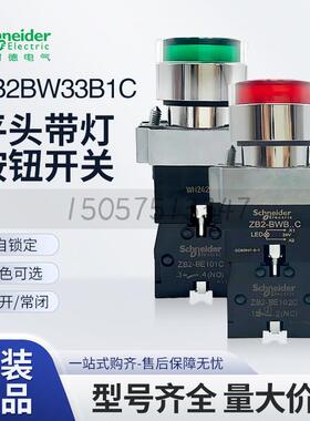 施耐德平头带灯按钮XB2BW33B1C自复位XB2BW34B1C绿色常开红色常闭