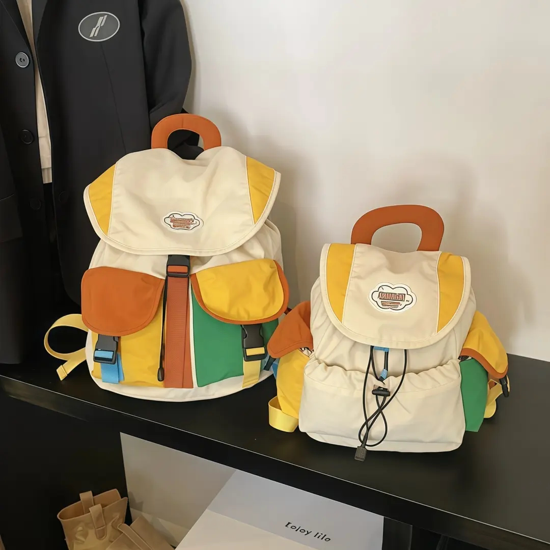 亲子户外拼色轻便登山双肩包