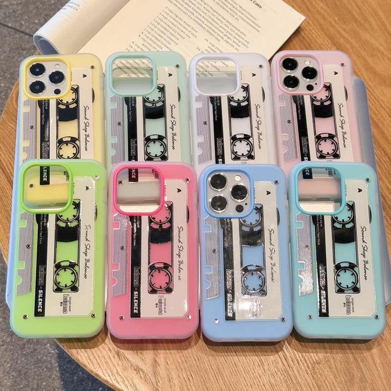 复古英文听力磁带适用苹果16promax手机壳iPhone15/14果冻13pro男女创意小众12二合一11华为小米15磨砂防摔壳