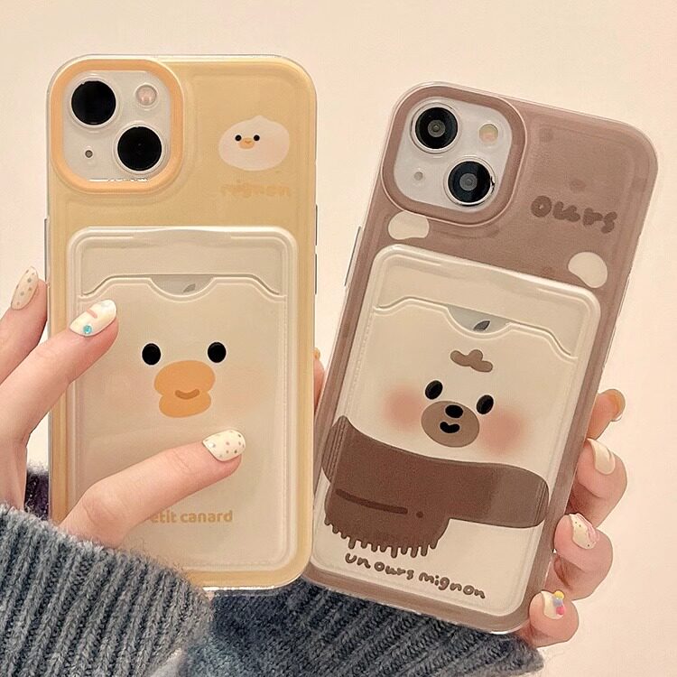 卡通趣味手机壳卡包iphone15promax适用苹果17pro新款女款13小众创意16pro保护壳14可插卡13软壳12创意个性11
