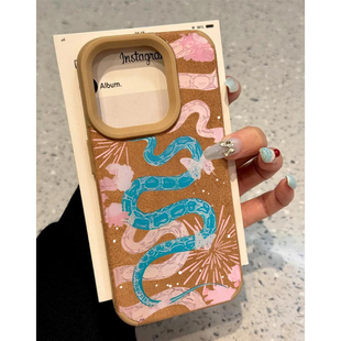 新年款本命年青蛇适用苹果16promax手机壳iPhone15/14plus磨砂贴皮13pro男女国潮oppo华为荣耀vivo小米15软套