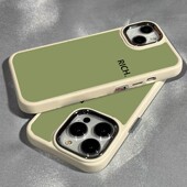 绿底英文rich适用苹果16promax手机壳简约iPhone15Pro个性 14Promax潮牌13网红潮流12金属镜头xsmax软壳x xs潮