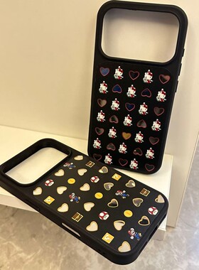 镜面爱心宝藏猫咪Air适用苹果17promax少女超级玛丽16pro/15plus潮牌质感黑防摔手机壳14可爱卡通13/12保护套