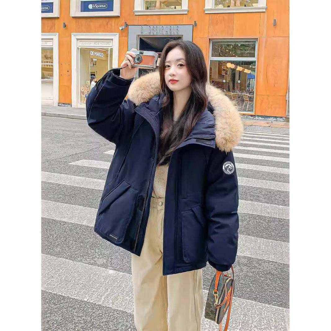 MM明摩女装羽绒服女短款冬季2025新款小个子加厚90白鸭绒派克工装