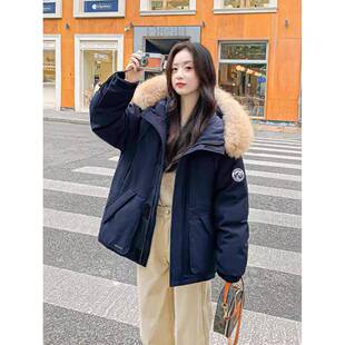 MM明摩女装羽绒服女短款冬季2025新款小个子加厚90白鸭绒派克工装