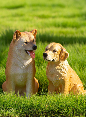 仿真狗摆件 柴犬秋田犬模型户外别墅客厅花园庭院阳台装饰品布置