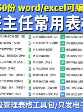 小学初中高中班主任管理表格班级管理神器工作资料包量化考核表