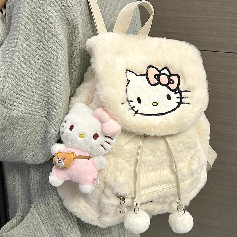 hellokitty包包三丽鸥凯蒂猫书包女2023新款秋冬毛绒小众双肩包