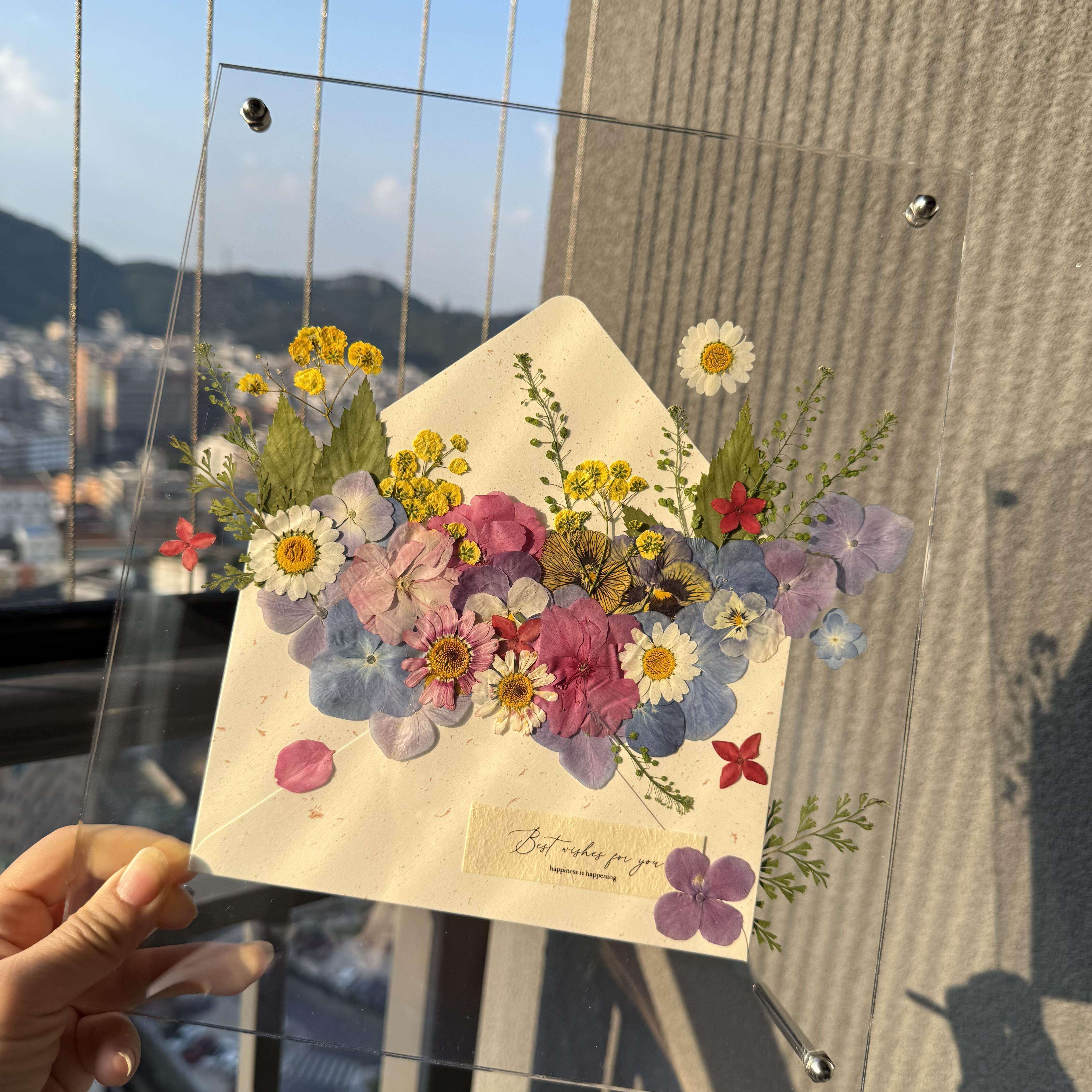 春日来信干花原木相框透明亚克力手工diy材料包压花信封标本摆件