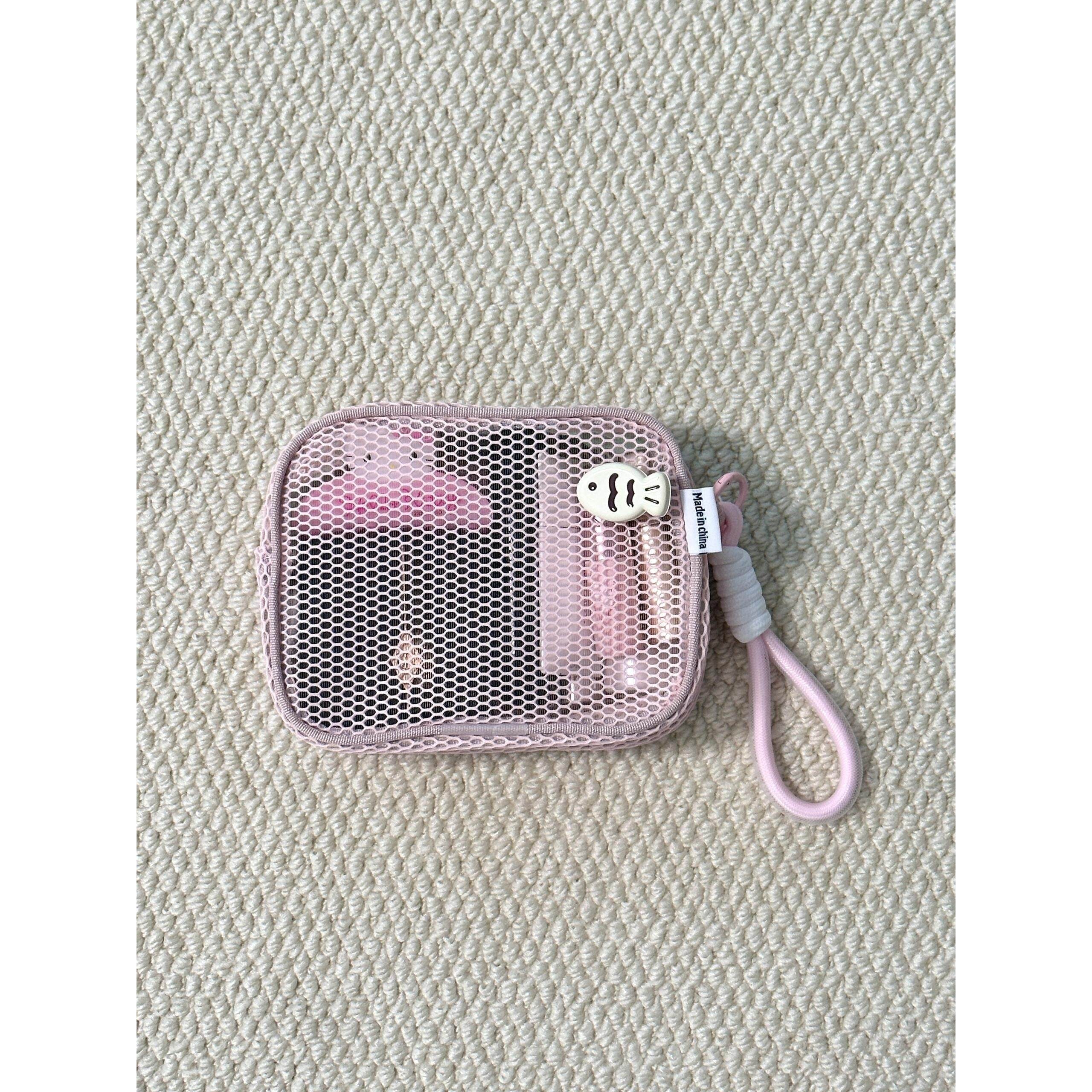 粉色网布手提收纳袋大容量幼儿园学生宿舍化妆品口红洗漱旅行便携,收纳整理,其他收纳袋,淘宝优惠券,粉丝福利购,淘宝优惠卷