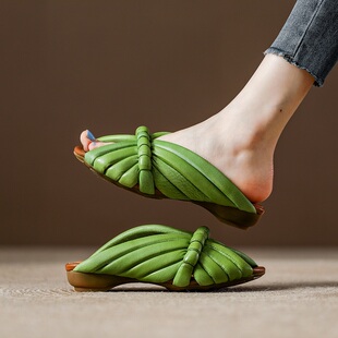 西班牙小众品牌ONGYSL真皮高级感防滑防臭拖鞋女款夏外穿头层牛皮