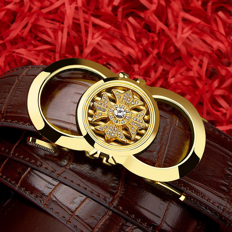 男士真皮皮带新款商务时来运转百搭腰带韩版年轻人时尚自动扣裤带