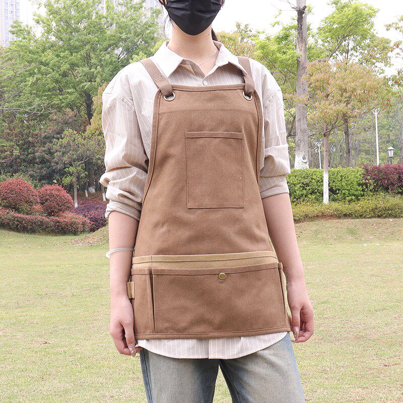 木工专用男围裙多功能口袋定制logo手工车间修车短款厚帆布工作服