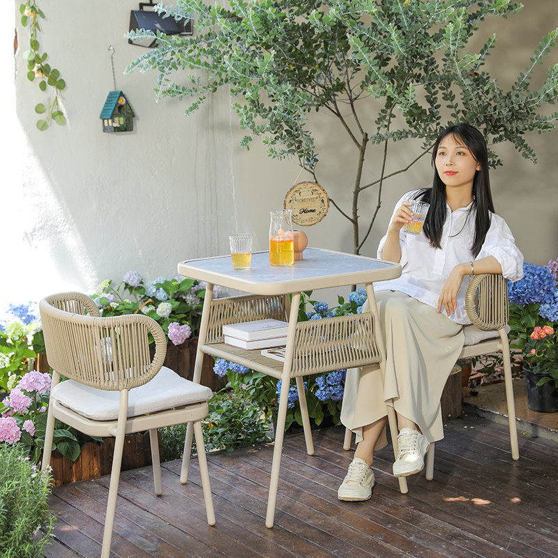 阳台茶桌椅一桌两椅组合家用休闲藤椅阳台茶几庭院花园户外小桌椅