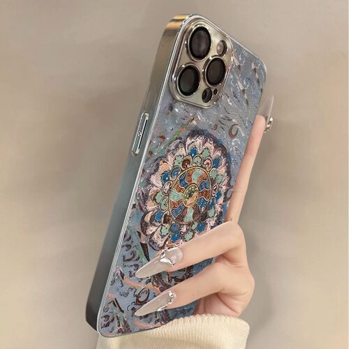 敦煌莲花苹果17pro手机壳适用iPhone16新款i15全包镜头13防摔12羊皮11pro保护套xs女max小众8可爱7plus高级