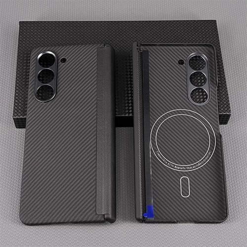 适用三星fold5手机壳凯夫拉芳纶zfold6转轴壳磁吸包中轴碳纤维Fold5铰链w24保护套超薄全包防摔600d细纹散热