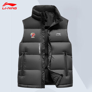 李宁棉马甲秋冬新款男青少年立领加绒加厚保暖男羽绒背心休闲外套
