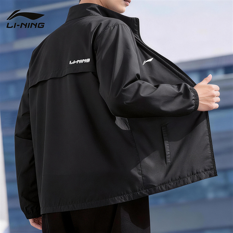 李宁风衣外套男士2026春秋新款立领夹克黑色时尚百搭户外休闲上衣