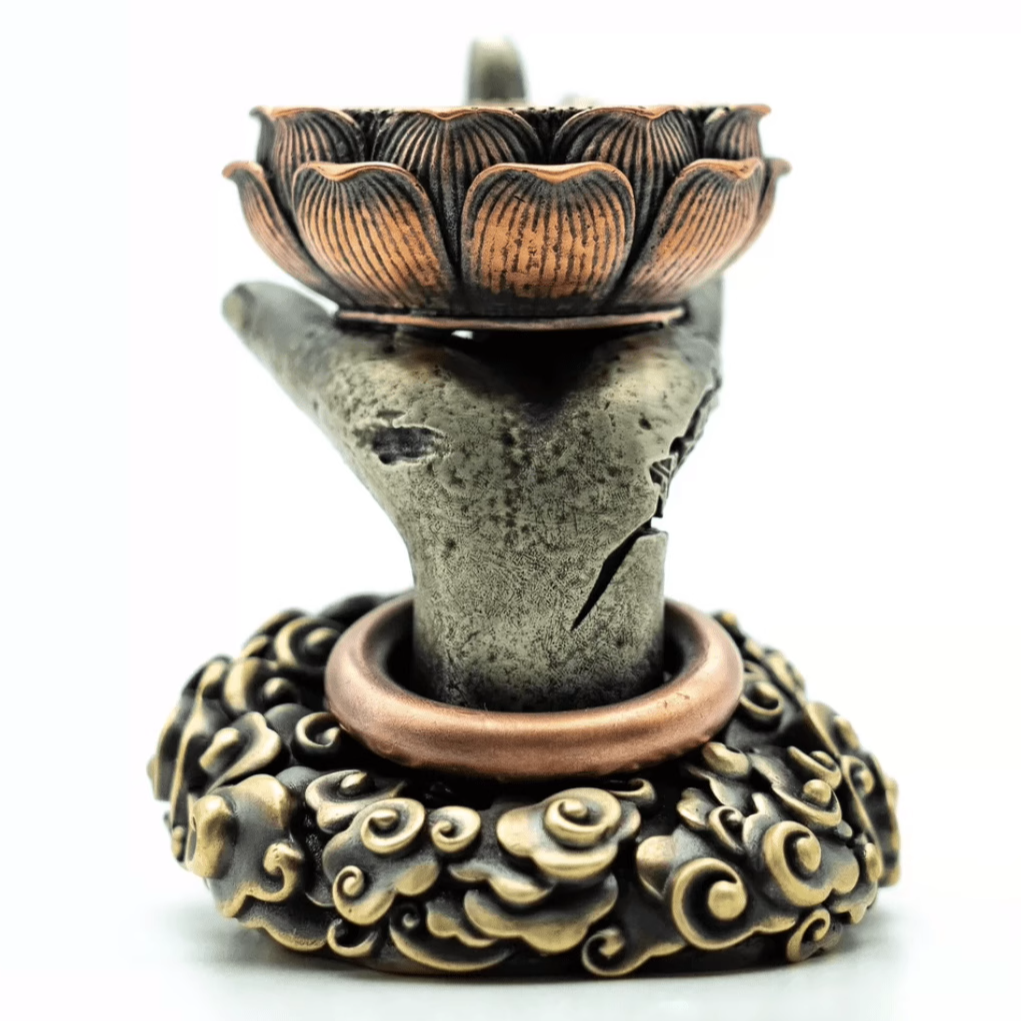黄铜祥云佛手拈花倒流香客厅茶桌茶宠禅意摆件居家室内塔香线香架