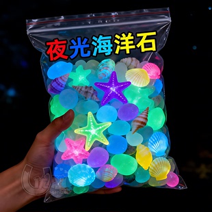 海洋石夜光石发光石夜光宝石鱼缸装饰饰品水族造景鱼缸颗照明器材